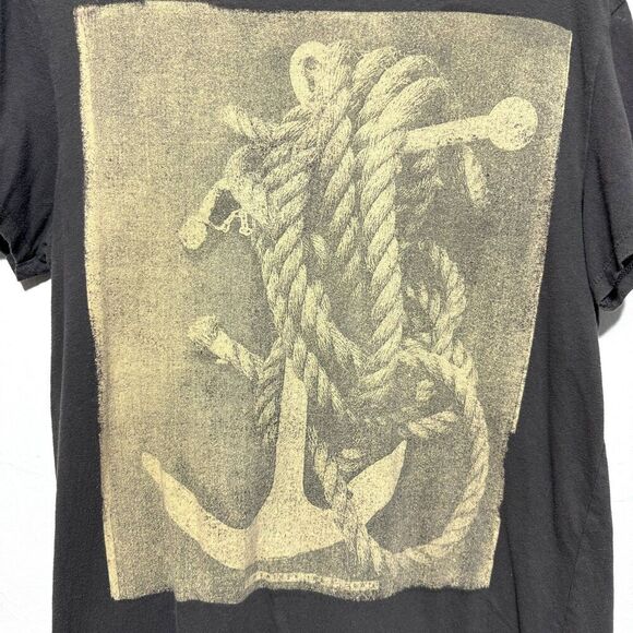 American Eagle Shirt Short Sleeve Anchor Graphic Tee Gray & Tan Mens Sz Medium - Picture 2 of 6